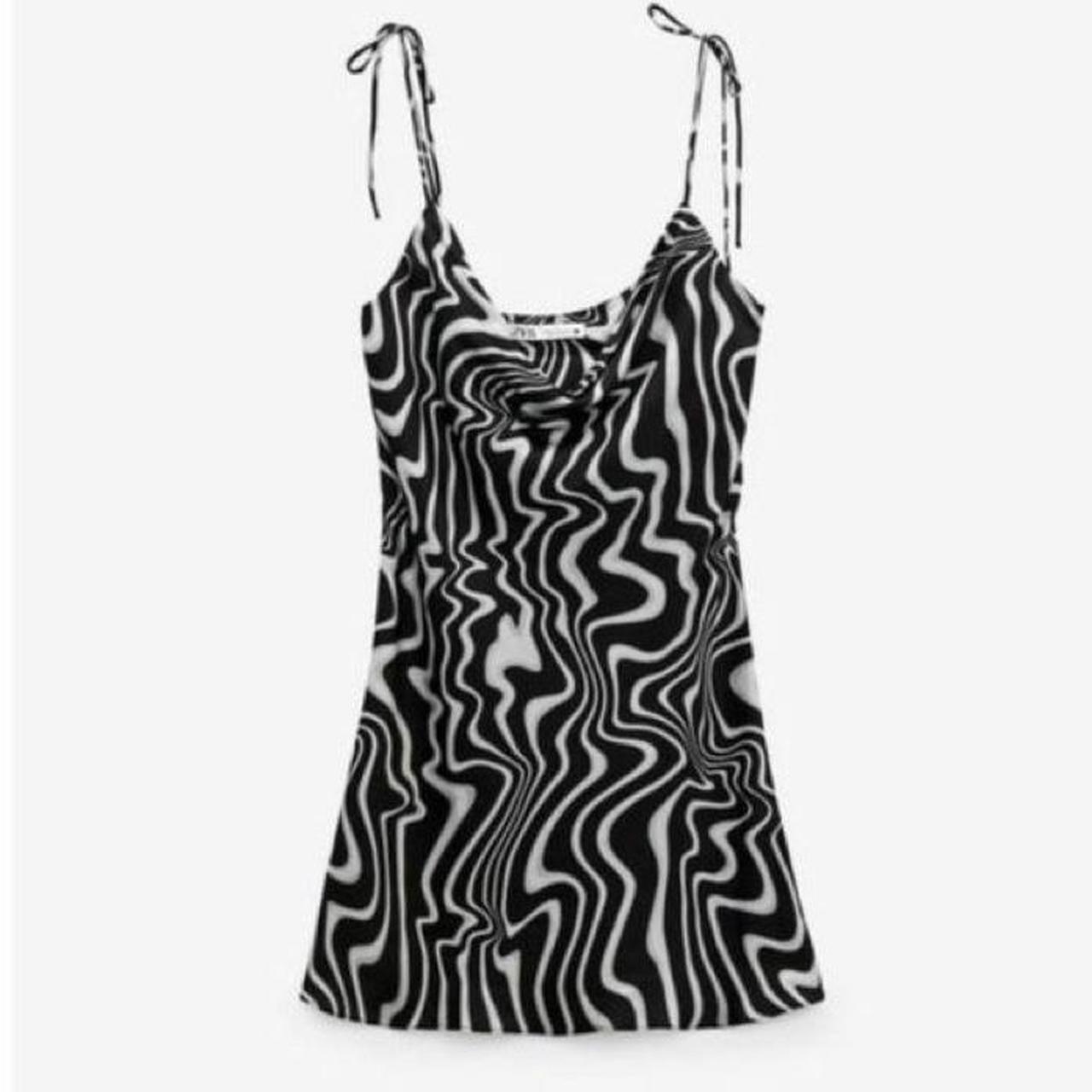 Zara The Safia Black & White Print Mini Dress Medium sale