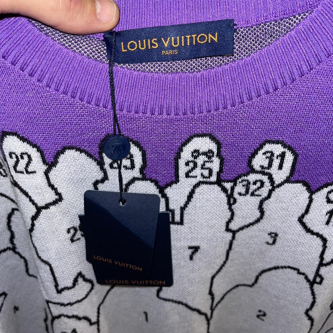 Louis Vuitton Men's Studio Crewneck Sweater Wool Print, Purple