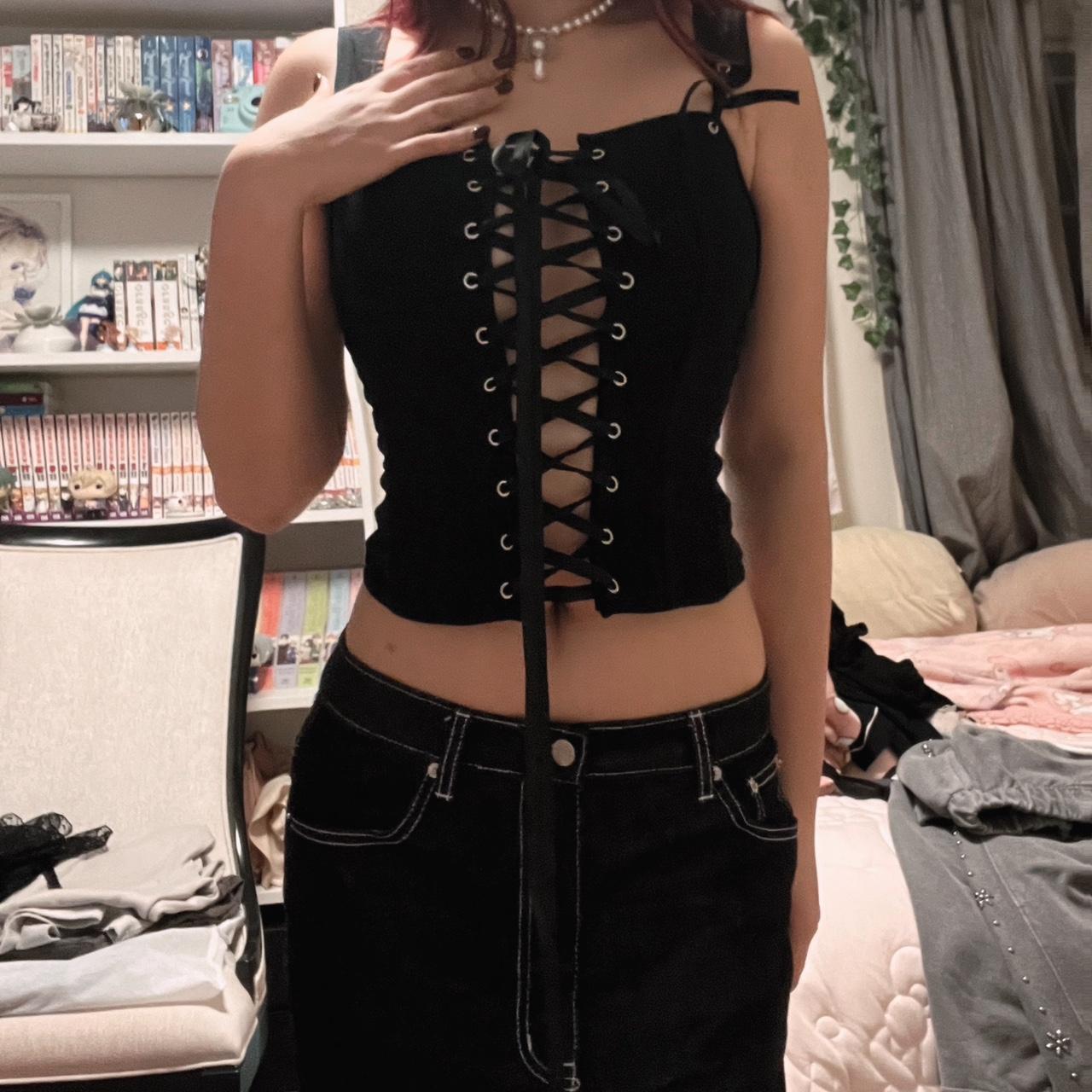 corset lace up top size small - Depop