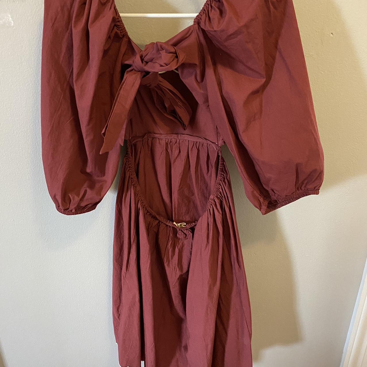 Anthropologie Women's Burgundy Dress | Depop