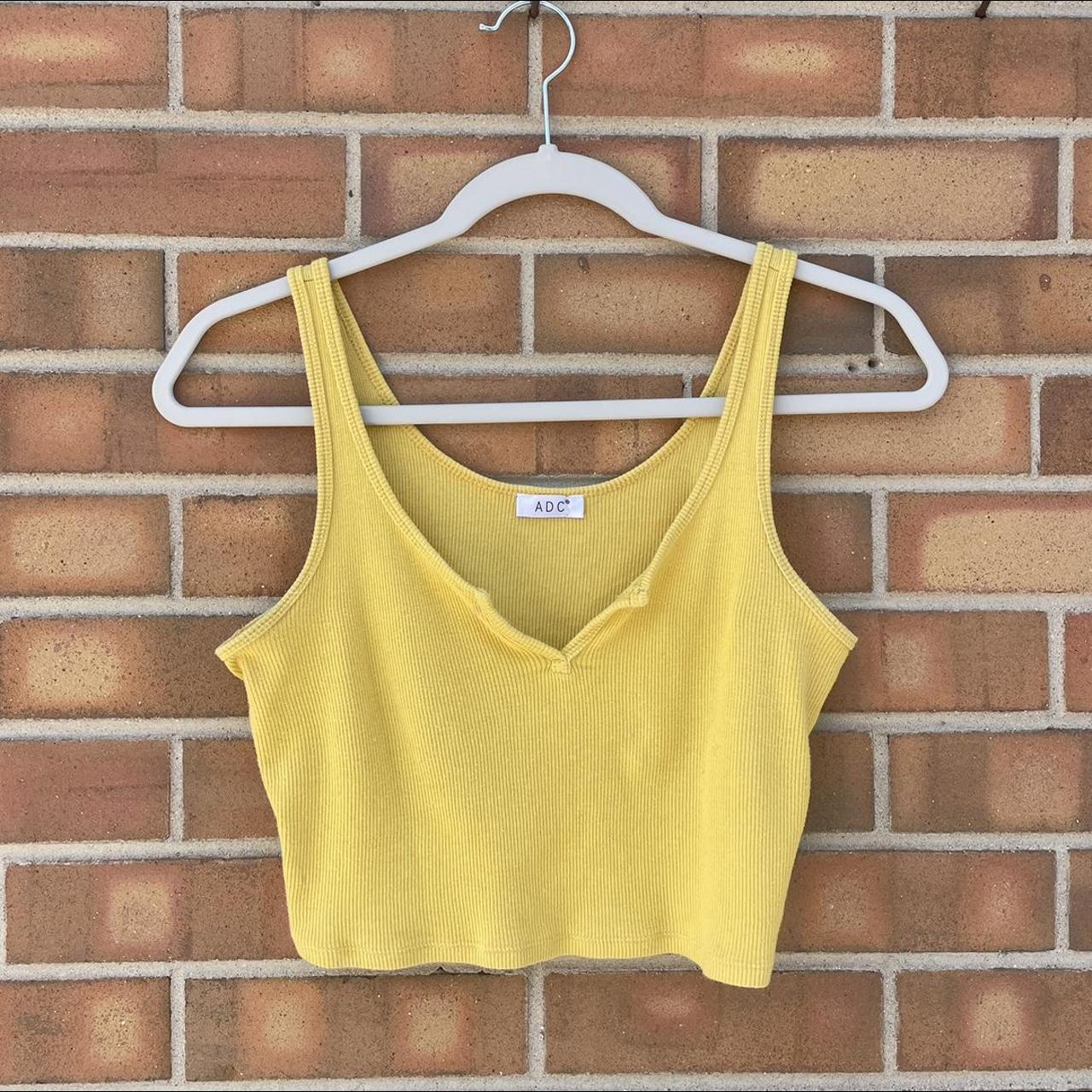 Women's Yellow Crop-top | Depop