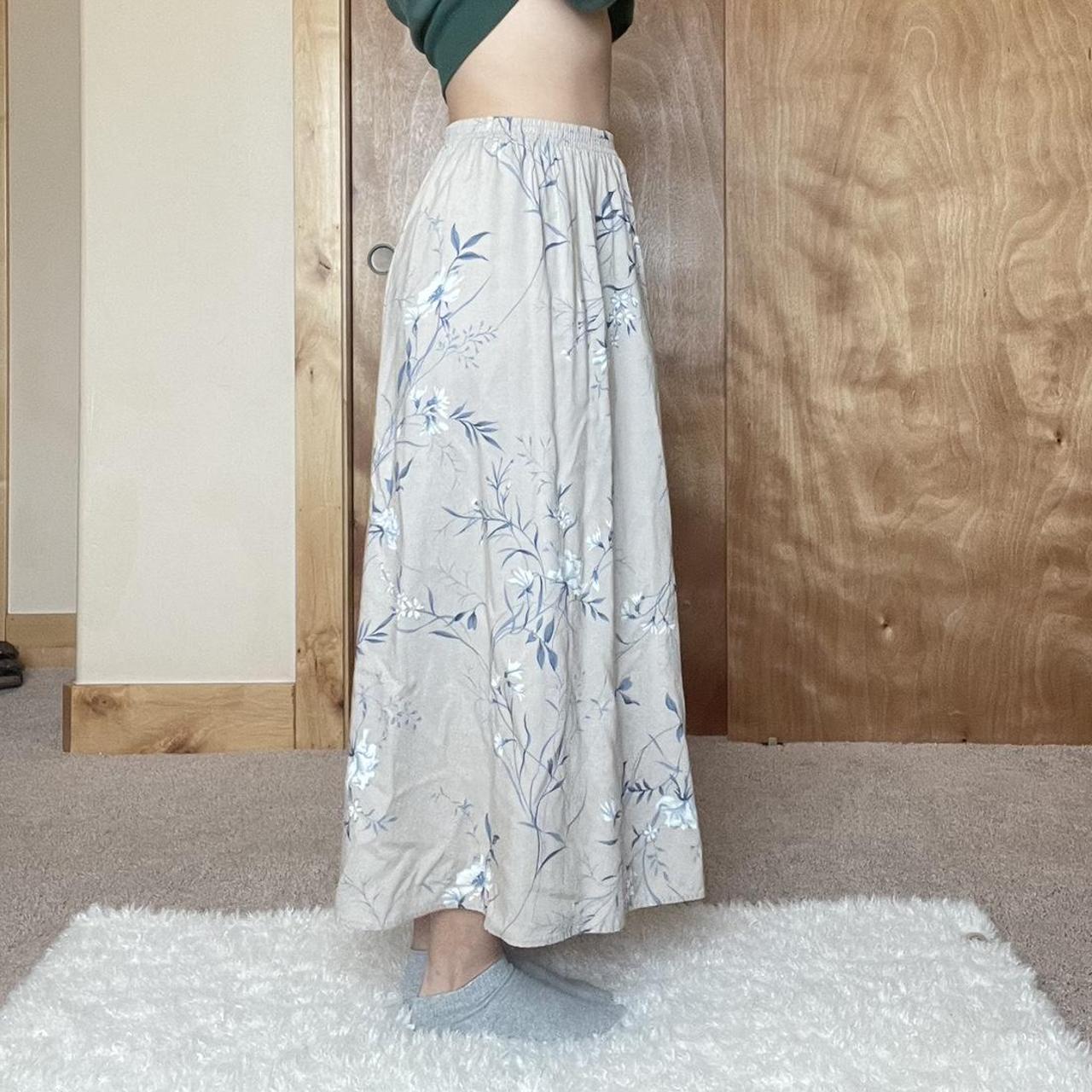 Vintage 90s Long Pastel Floral Skirt | Size:... - Depop