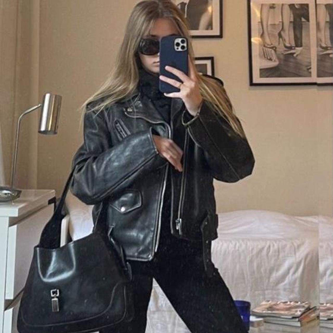 Black leather jacket for therapy. Perfect for a New... - Depop