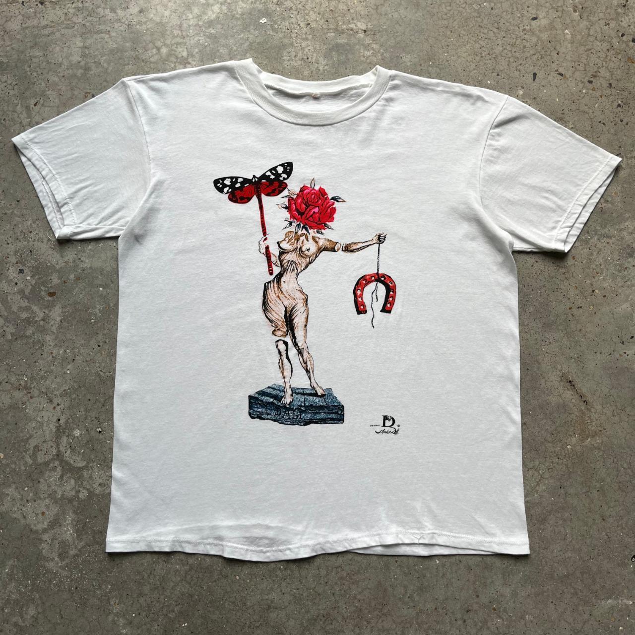 90's Salvador Dali Rose Woman Art T-Shirt Size:... - Depop