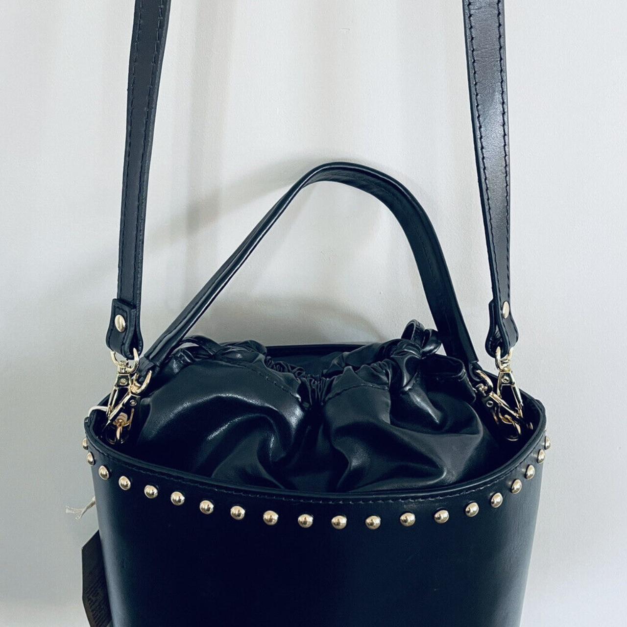 NEW! NWT ANNA PAOLA Italian Leather Bucket Bag in Black