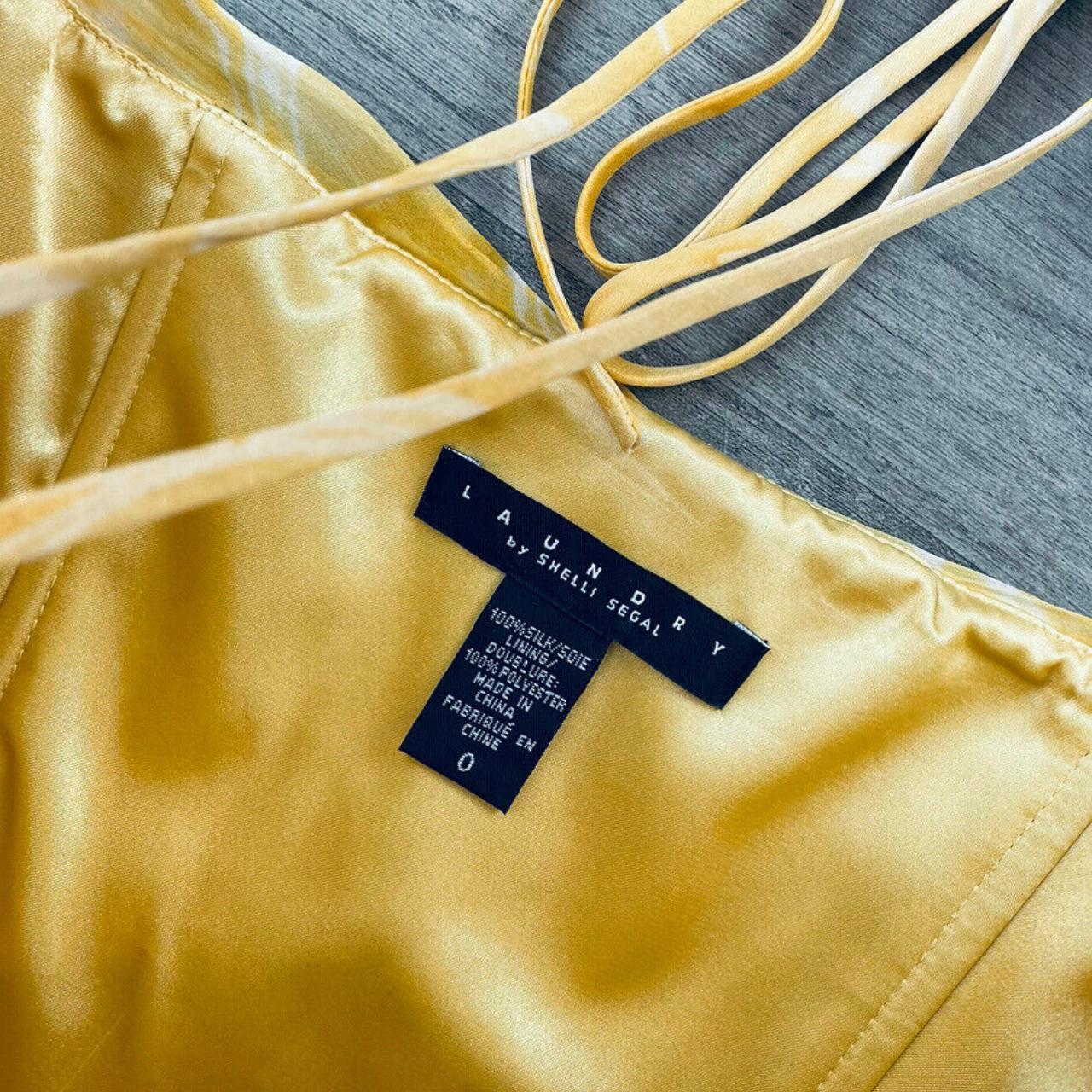 Laundry Shelli Segal Yellow Silk Floral Dress Size 0... Depop