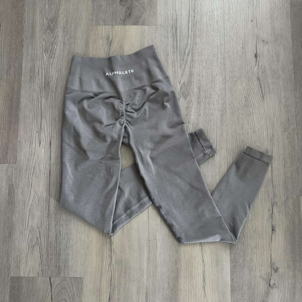 Gray alphalete leggings. Barely worn. Size medium - Depop