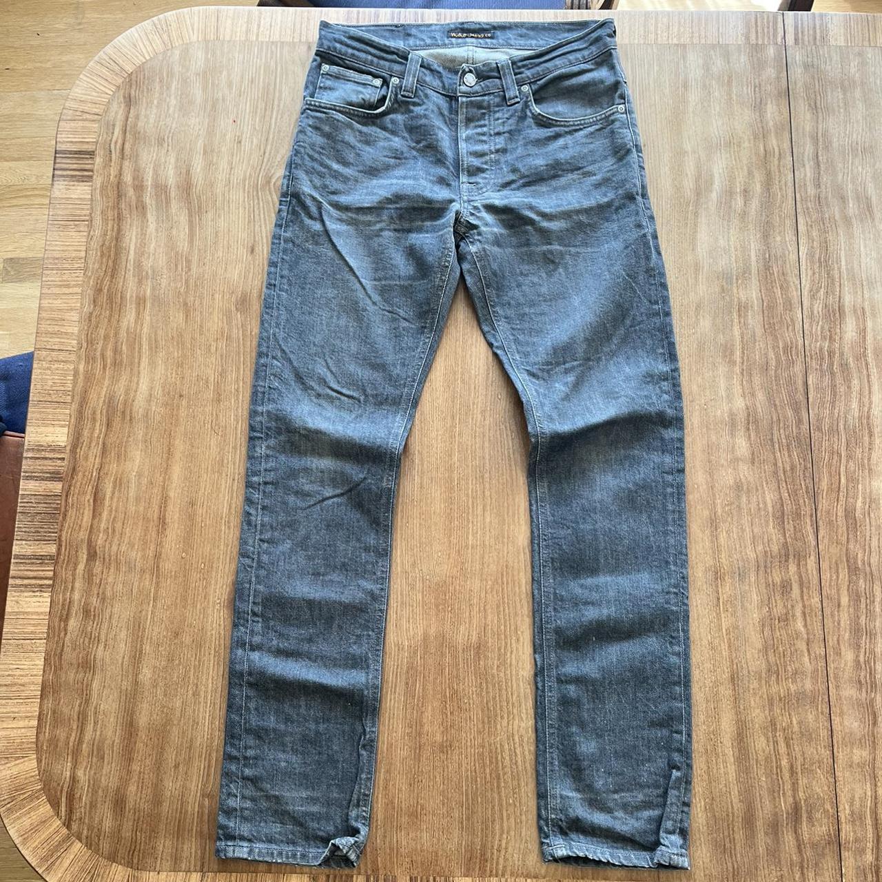 Nudie Jeans Grim Tim Crinkle Grey 30x32 Skinny... - Depop