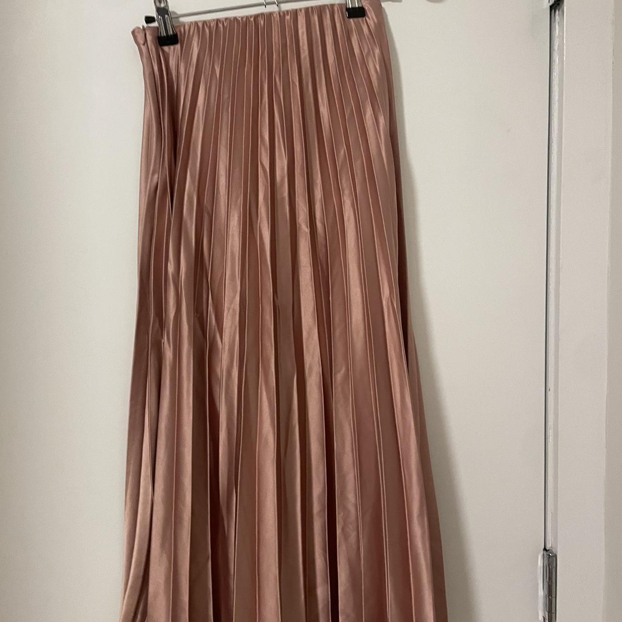 zara pink pleated satin skirt
