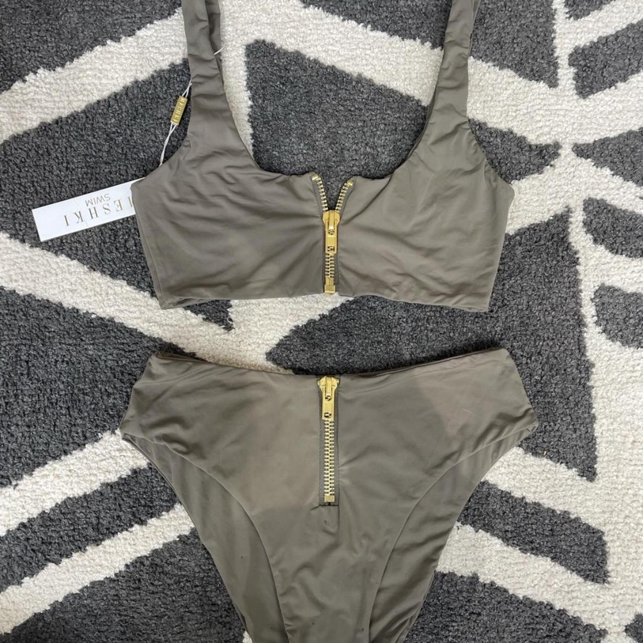 Meshki swim zipper bikini set bought for 100. Olive... Depop