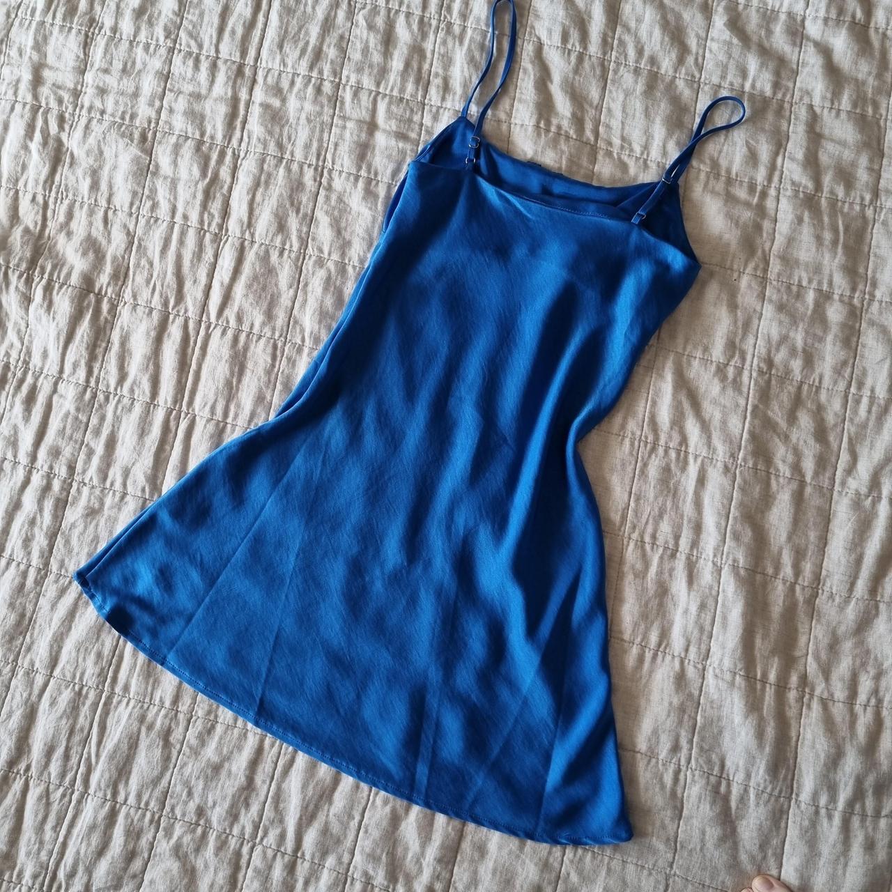 BLUE MINI SLIP DRESS • Brand Dotti • size 6... Depop