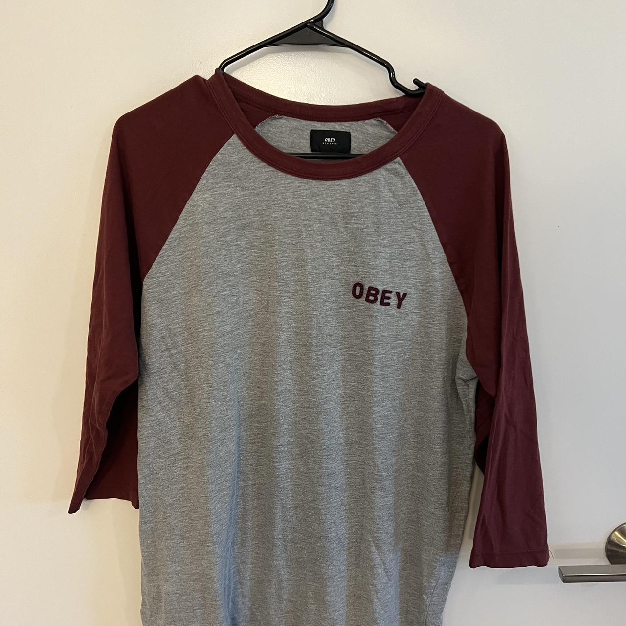 Obey Basic Vintage Burgundy Raglan T-Shirt