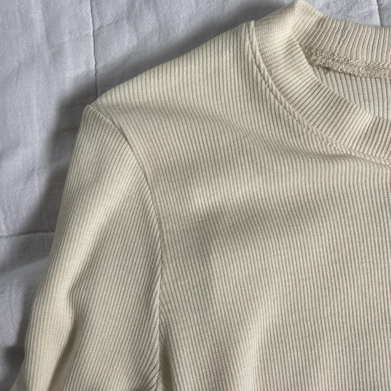 Madewell ribbed and cropped cream / white long... - Depop