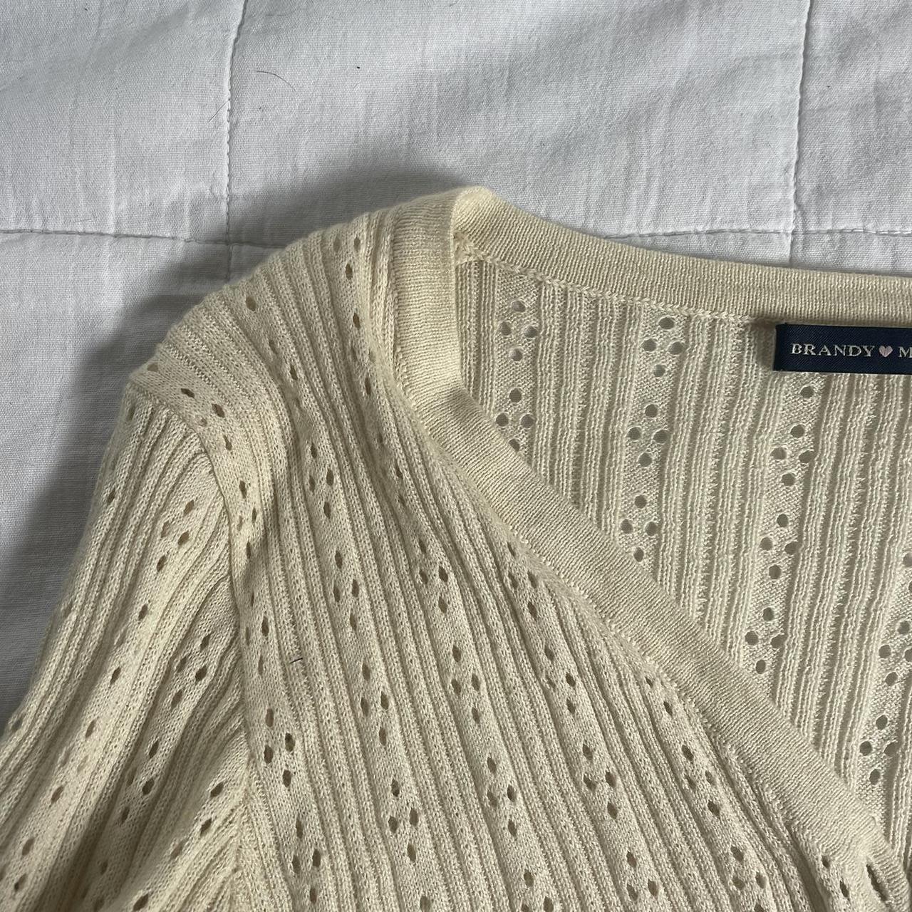 Brandy Melville Cream Eyelet Button Up Cardigan - Depop