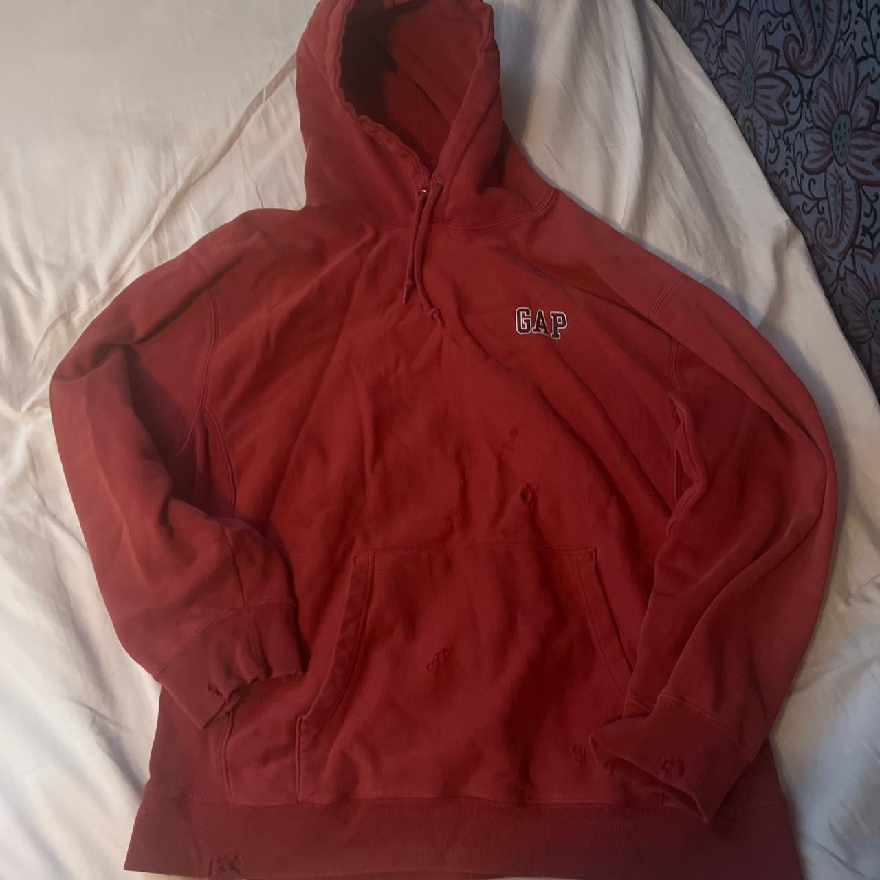 Vintage distressed red gap hoodie - Depop