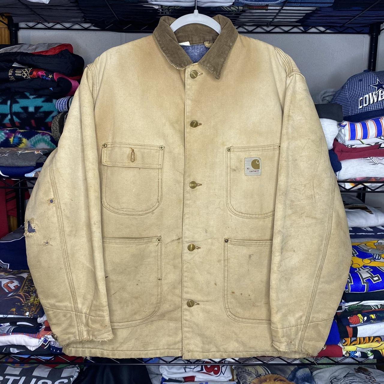 Carhartt Men's Cream and Tan Jacket | Depop