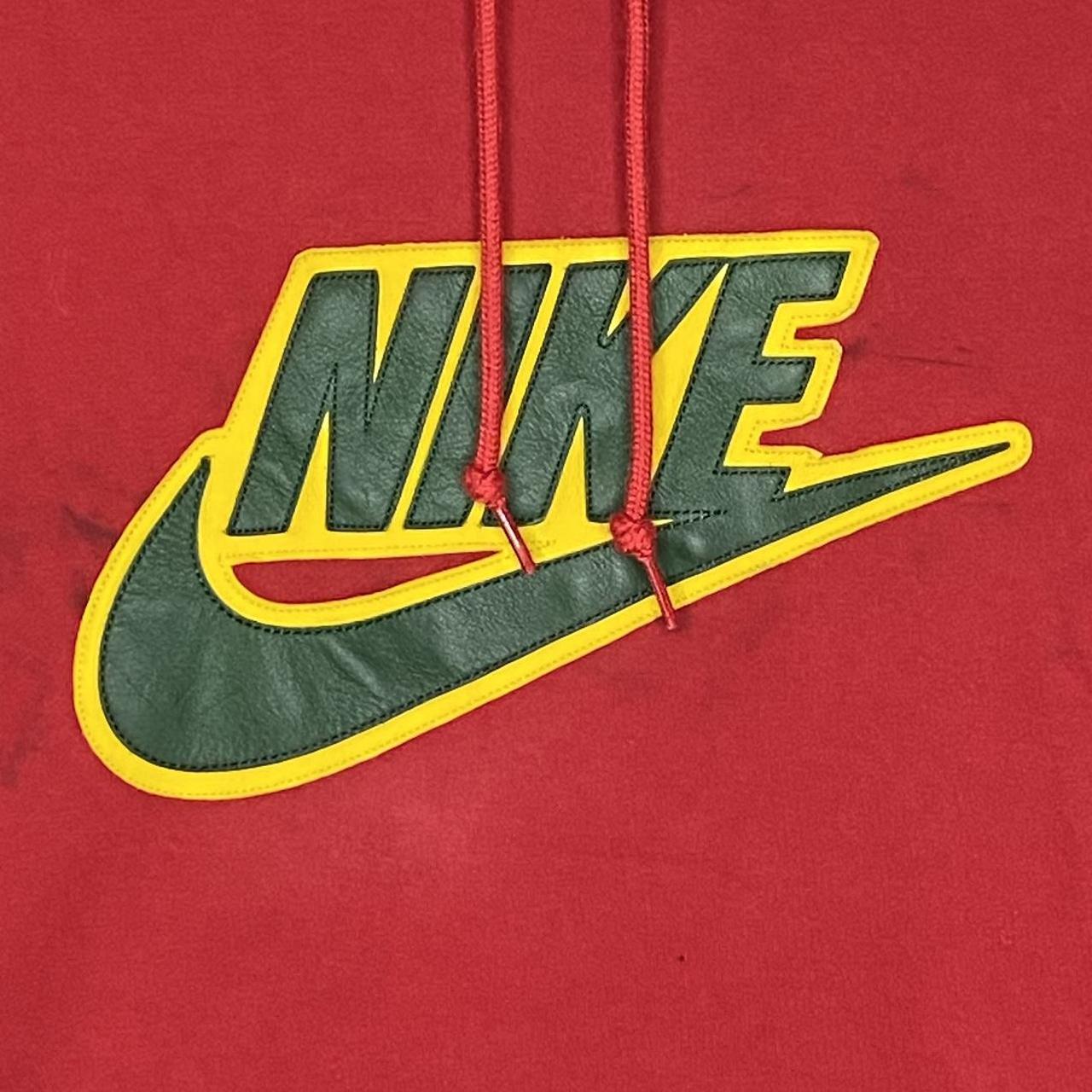 Supreme X Nike Leather Appliqué Red Hooded... - Depop