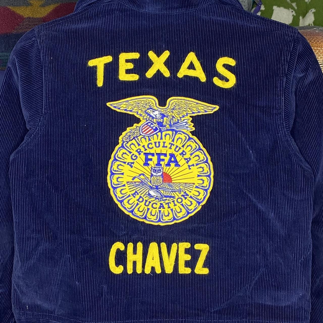 Vintage s FFA Navy Corduroy Jacket Texas, Chavez   Depop