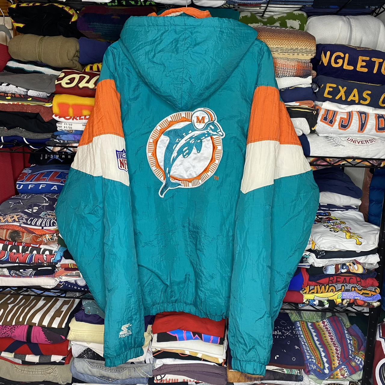 Vintage 1990s NFL Starter Jacket MIAMI DOLPHINS Hooded Puffer