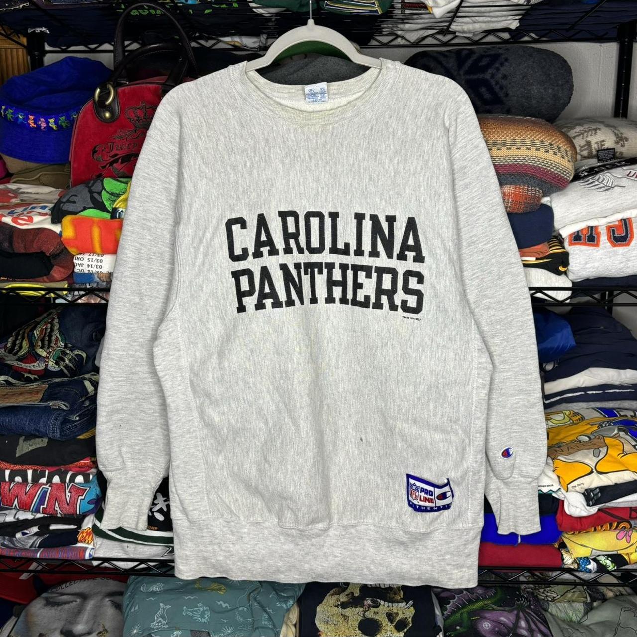 Vintage 90s Champion Reverse Weave Carolina Panthers... - Depop