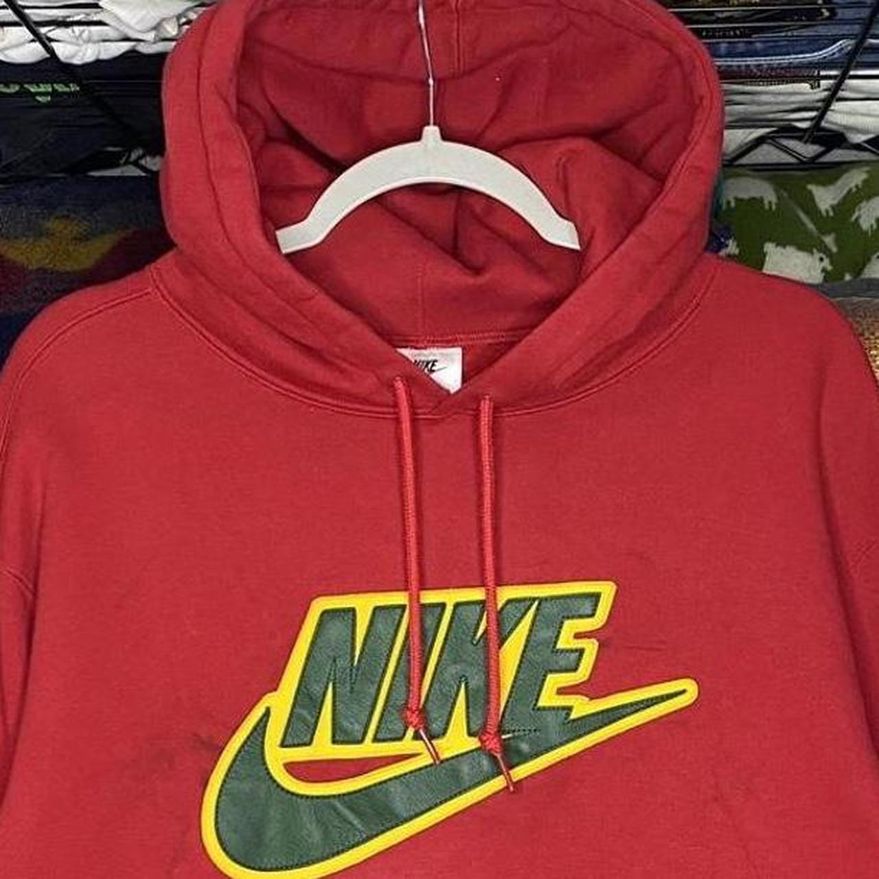 Supreme X Nike Leather Applique Red Hooded