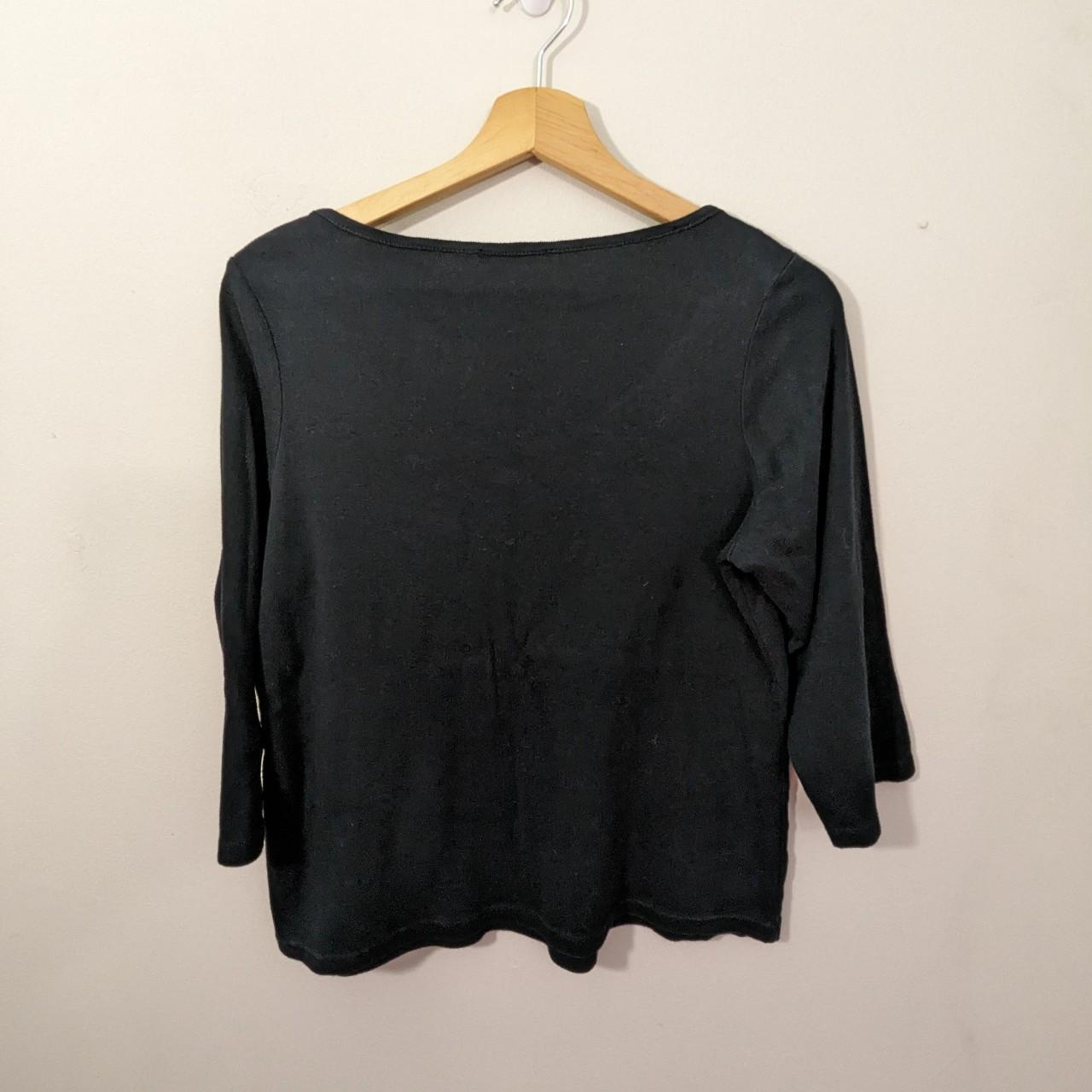 Y2K Marks & Spencer Black 3/4 Length Sleeves Top -... - Depop