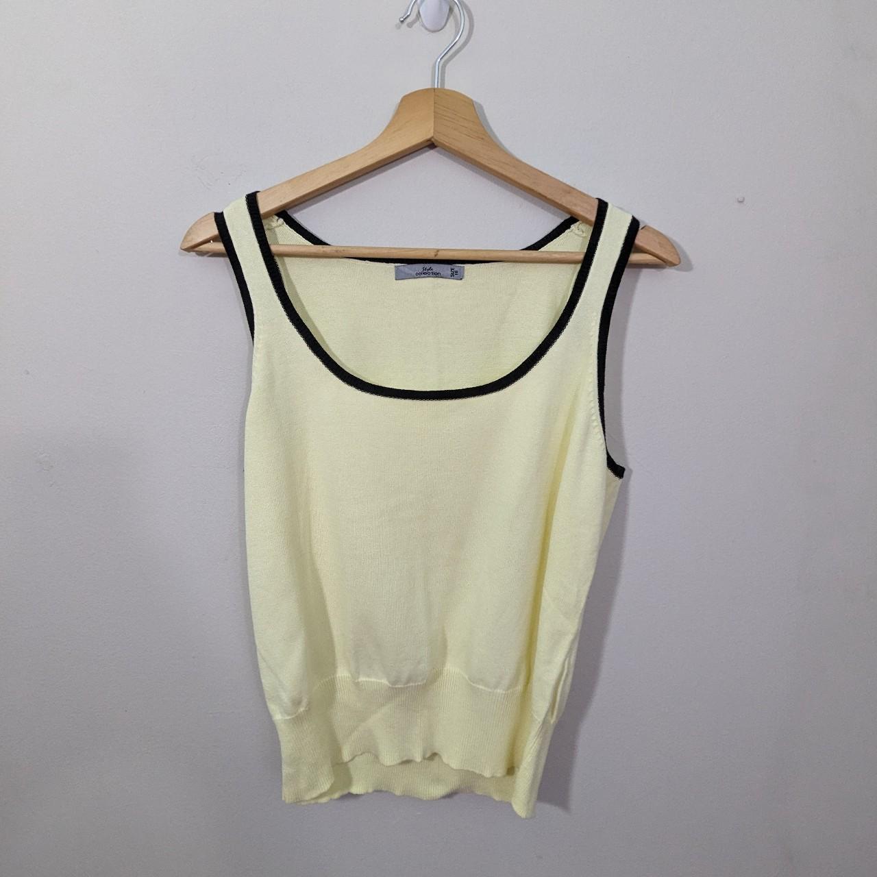 Retro Lemon Yellow Knitted Vest Size 16 Rounded... Depop