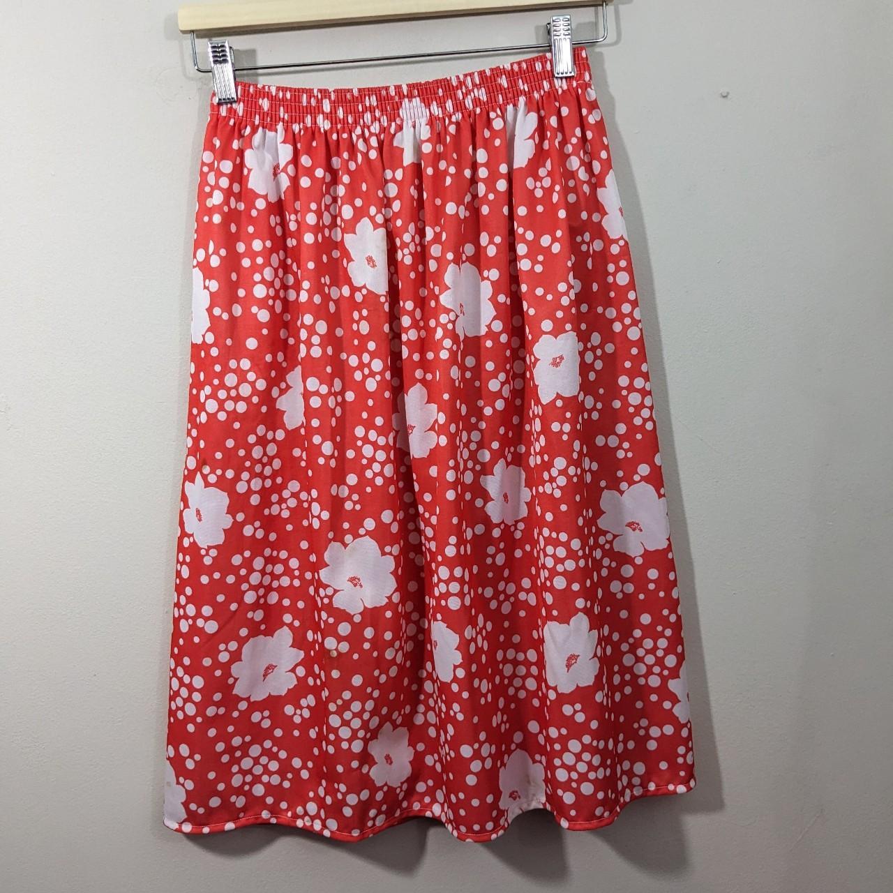 Vintage 'Counterparts' Red Floral Skirt - Size 12... - Depop