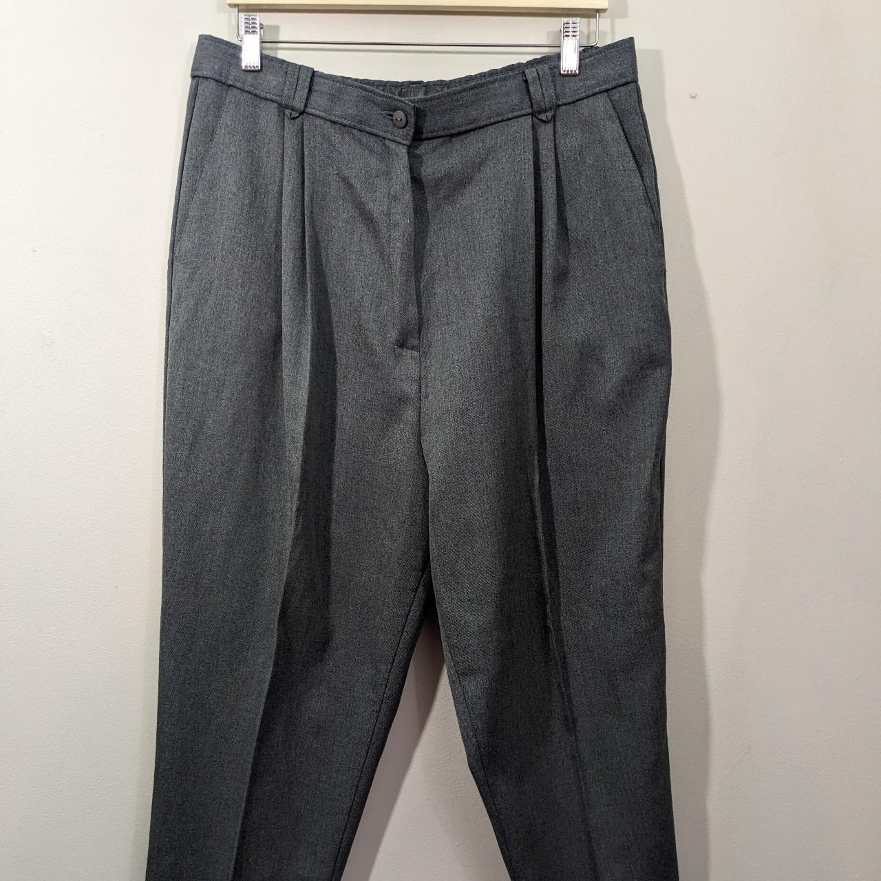 Vintage BHS Charcoal Grey Smart/Pleated Trousers... - Depop