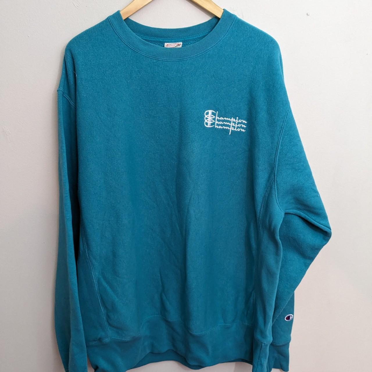 Retro Champion Teal Sweatshirt - Size Large Reverse... - Depop