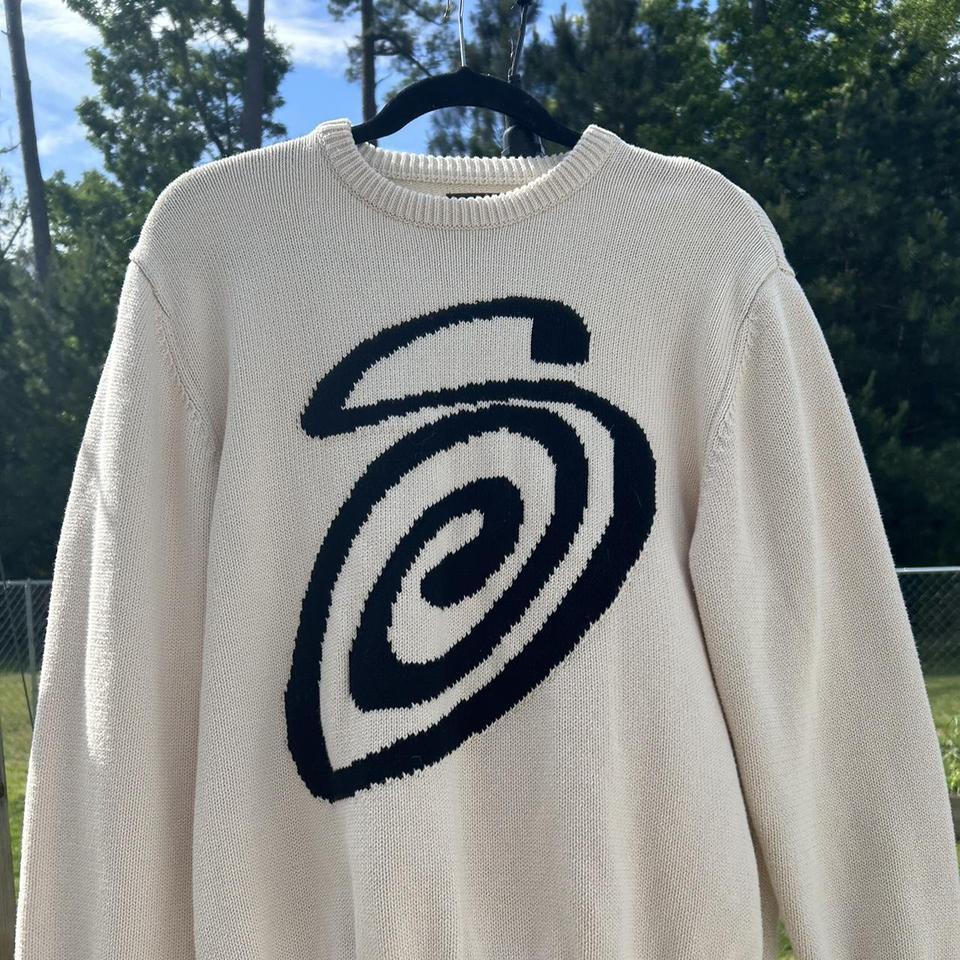 Reverses Curly S Stussy Sweater in cream. I've only... - Depop