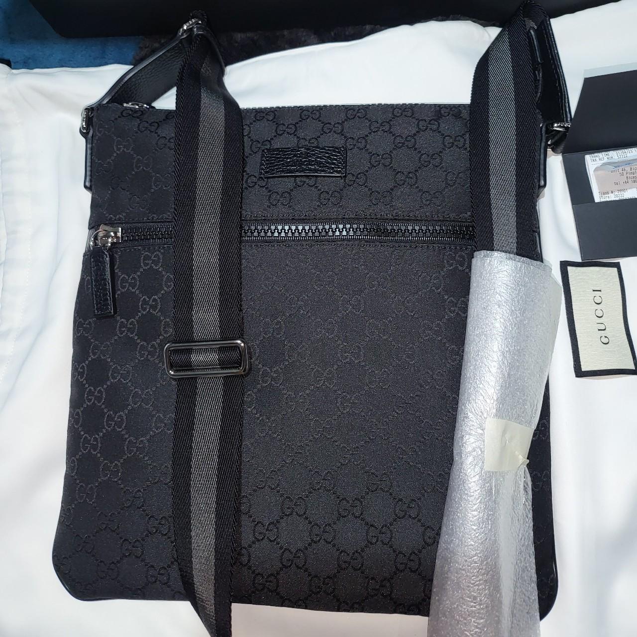 Gucci GG Monogram Black Canvas Messenger Bag Large... - Depop