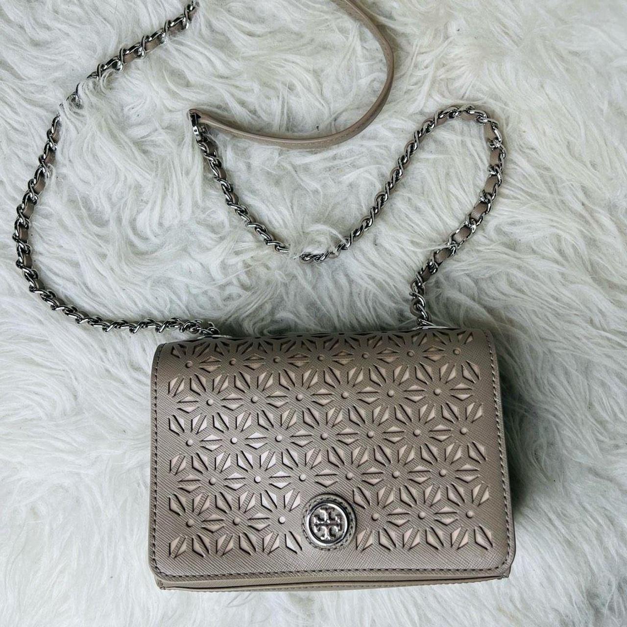 Tory Burch Women's Grey and Tan Bag | Depop