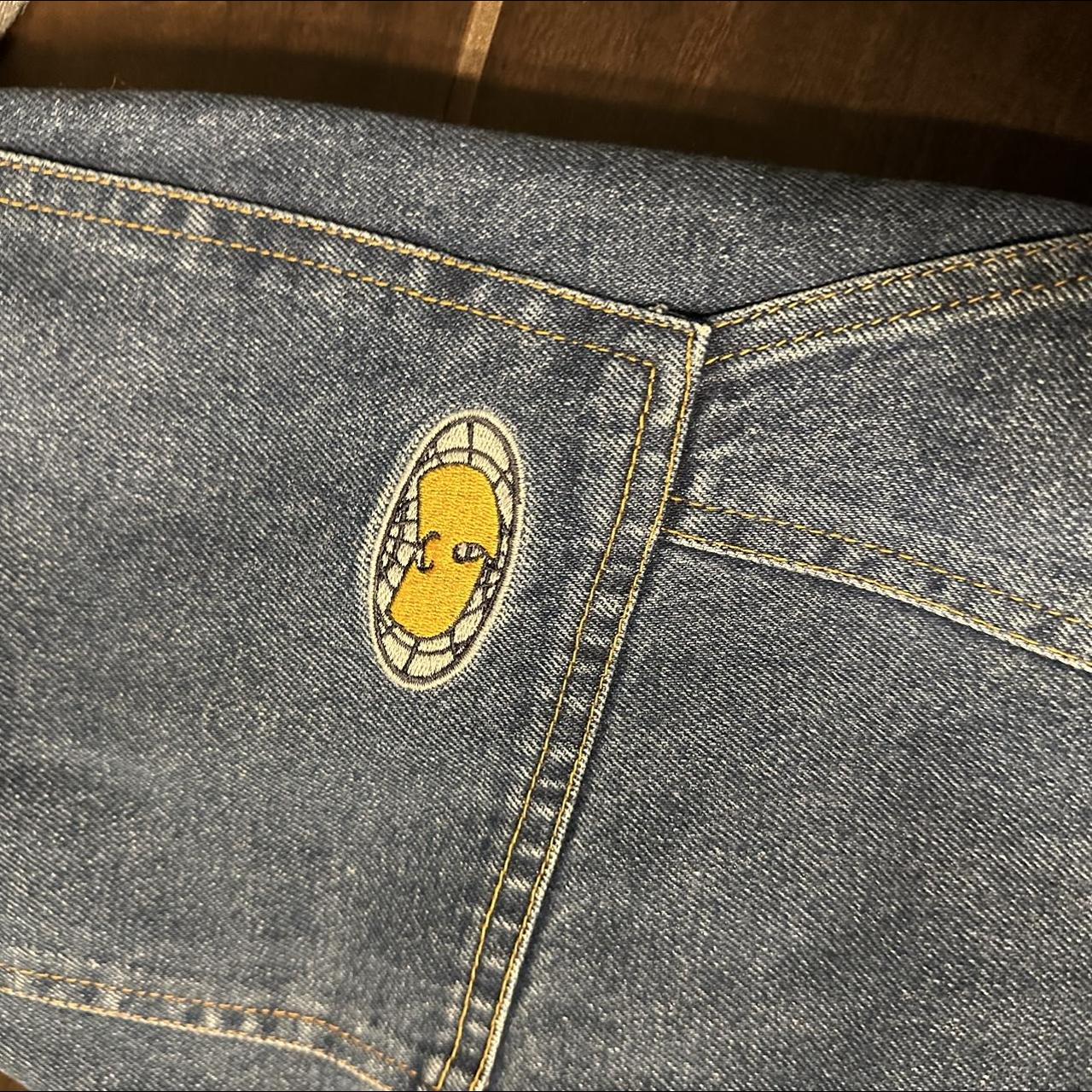 Wu Wear Men's Navy and Yellow Jeans | Depop