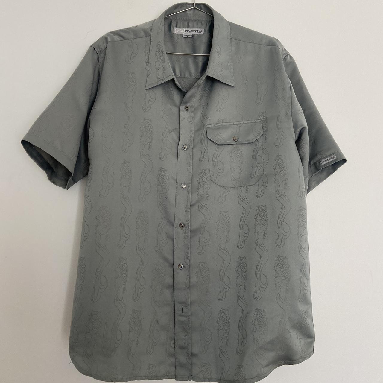 Rusty Men's Blue and Silver Shirt | Depop