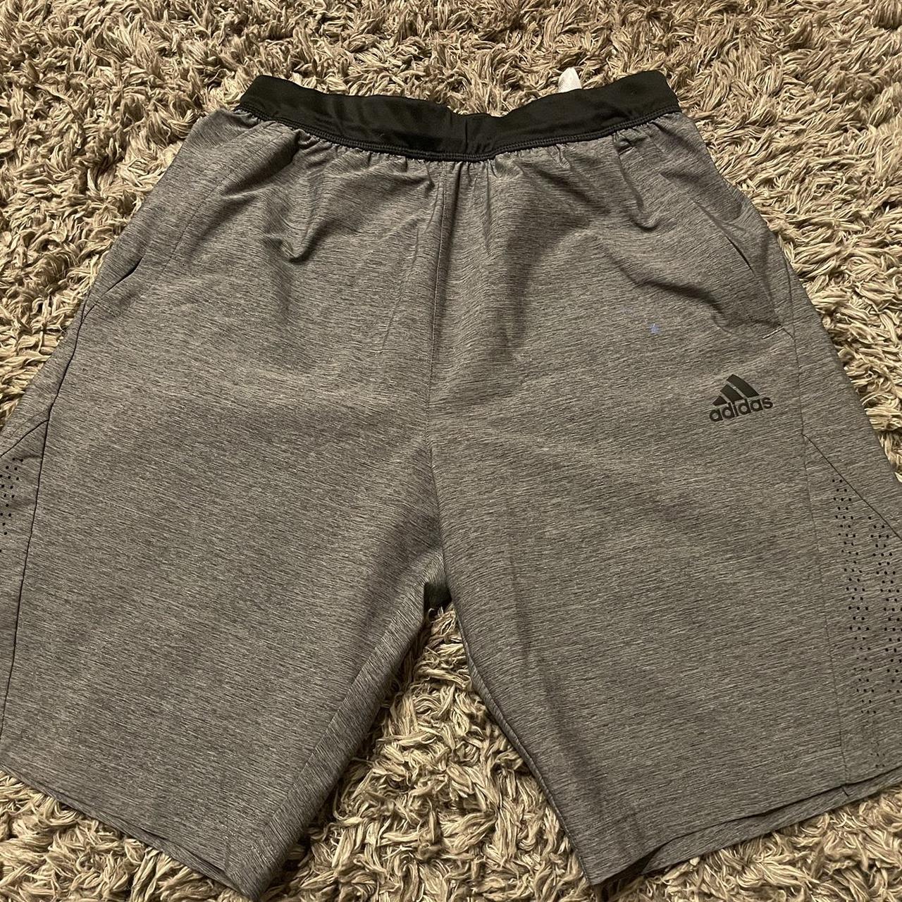 Athletic Adidas Gray Shorts Used with blue stain in... - Depop