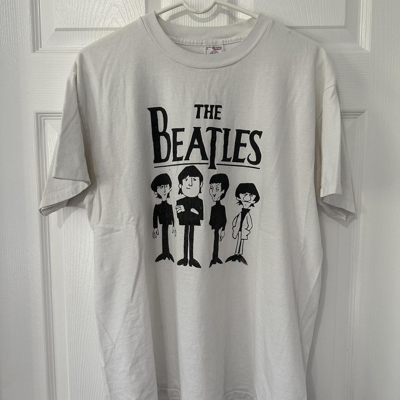 90s The Beatles cartoon shirt a few pin holes in the... - Depop