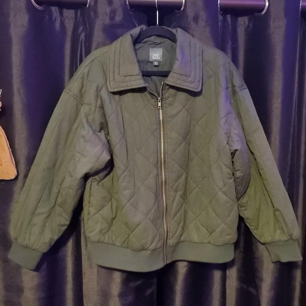 Target Wild fable quilted army green bomber jacket.... - Depop
