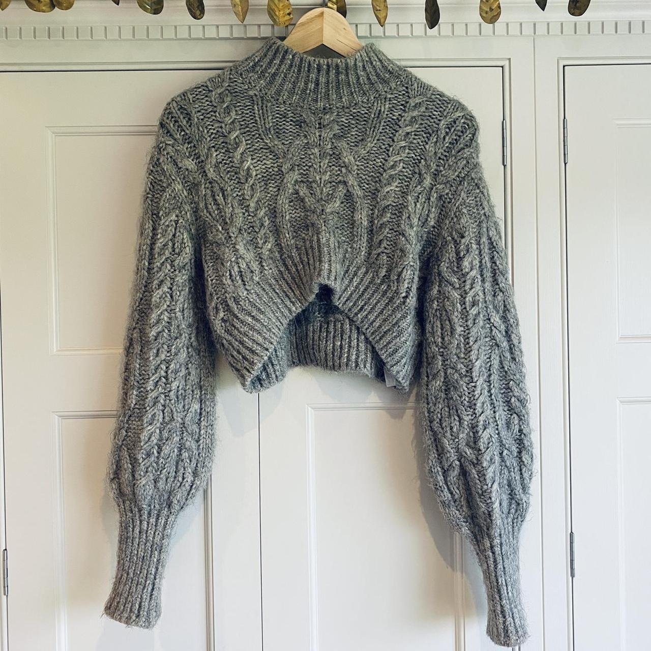 Zara Cable Knit Cropped Jumper Grey,