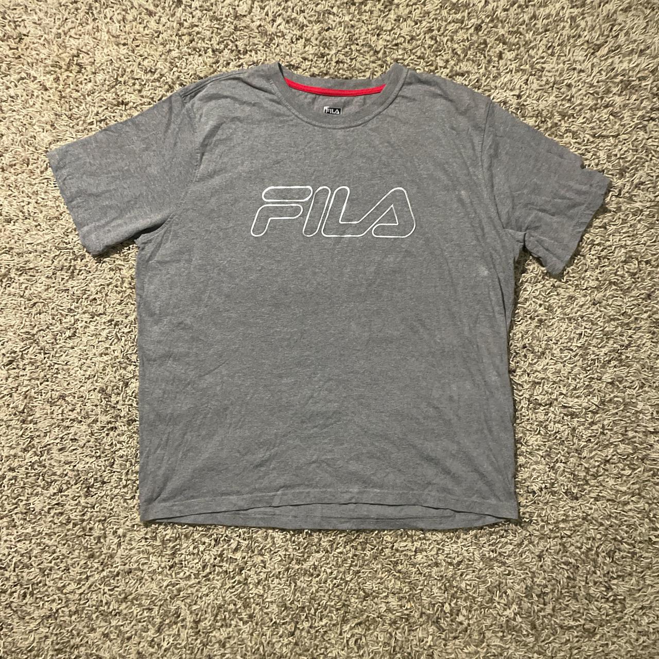 00s fila shirt with silver fila outline Super sick. Depop