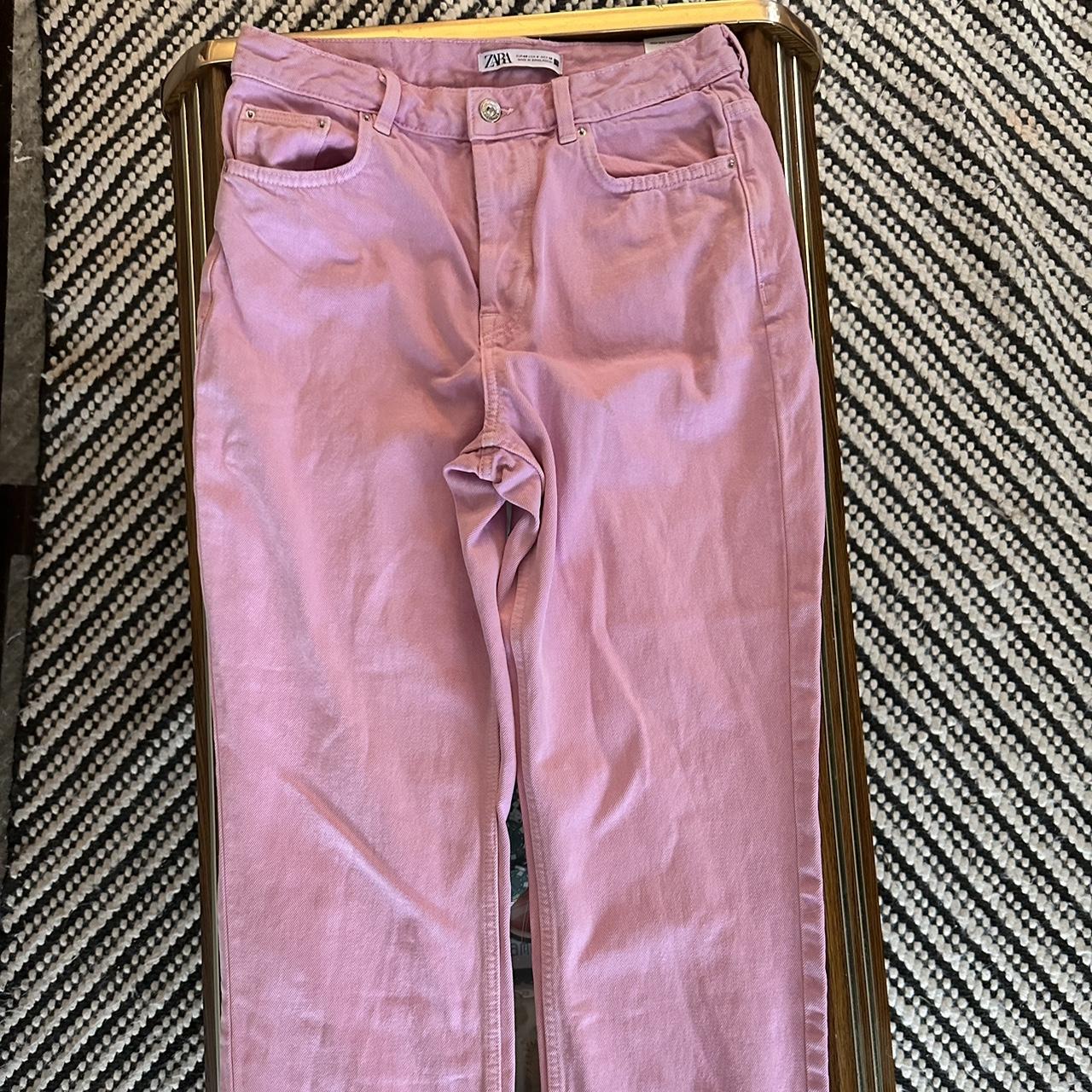 Zara Women's Pink Jeans | Depop