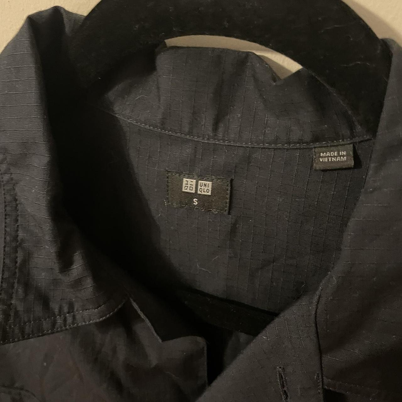 uniqlo black work jacket size small fits baggy - Depop