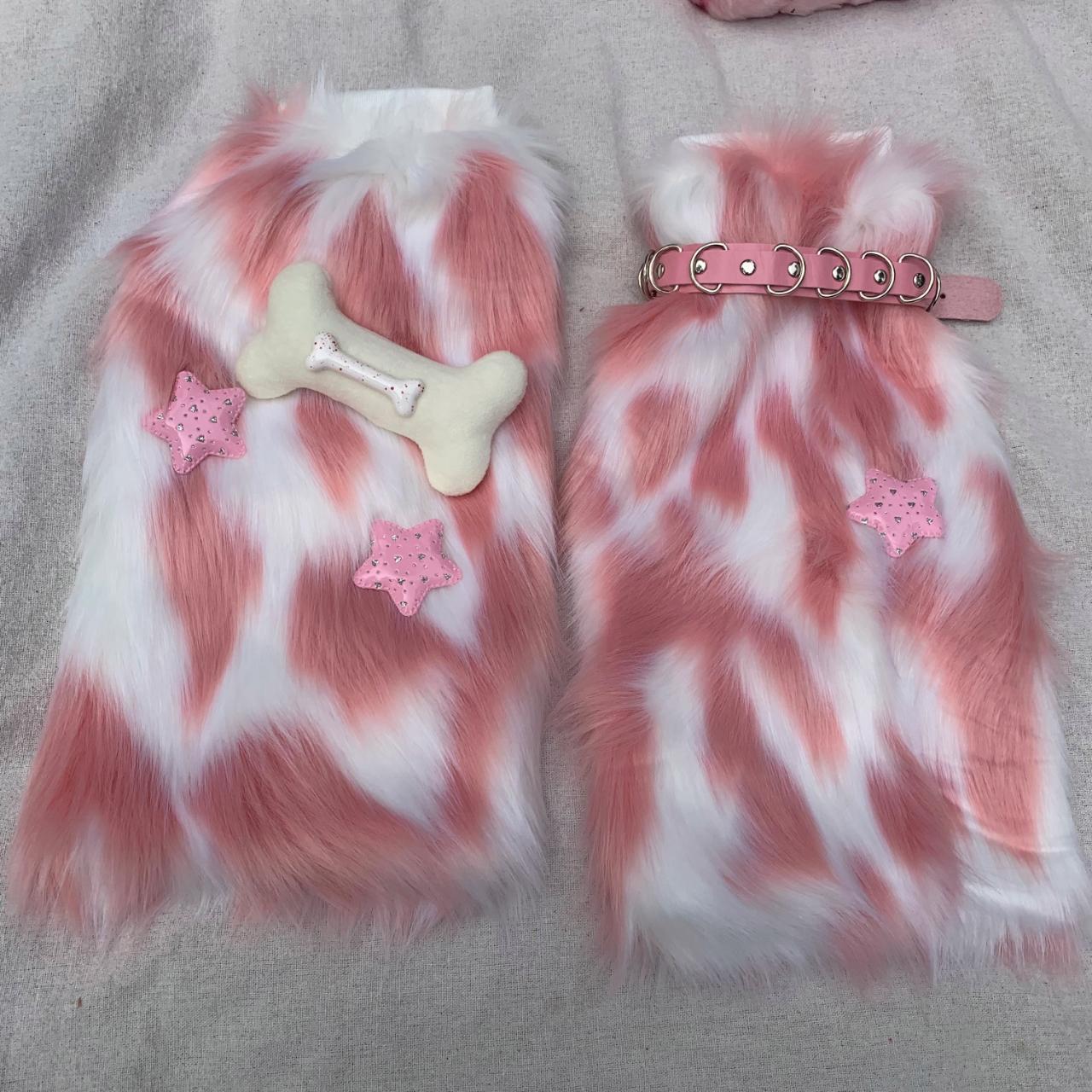 y2k pink fur leg warmers and fur lava bag... Depop