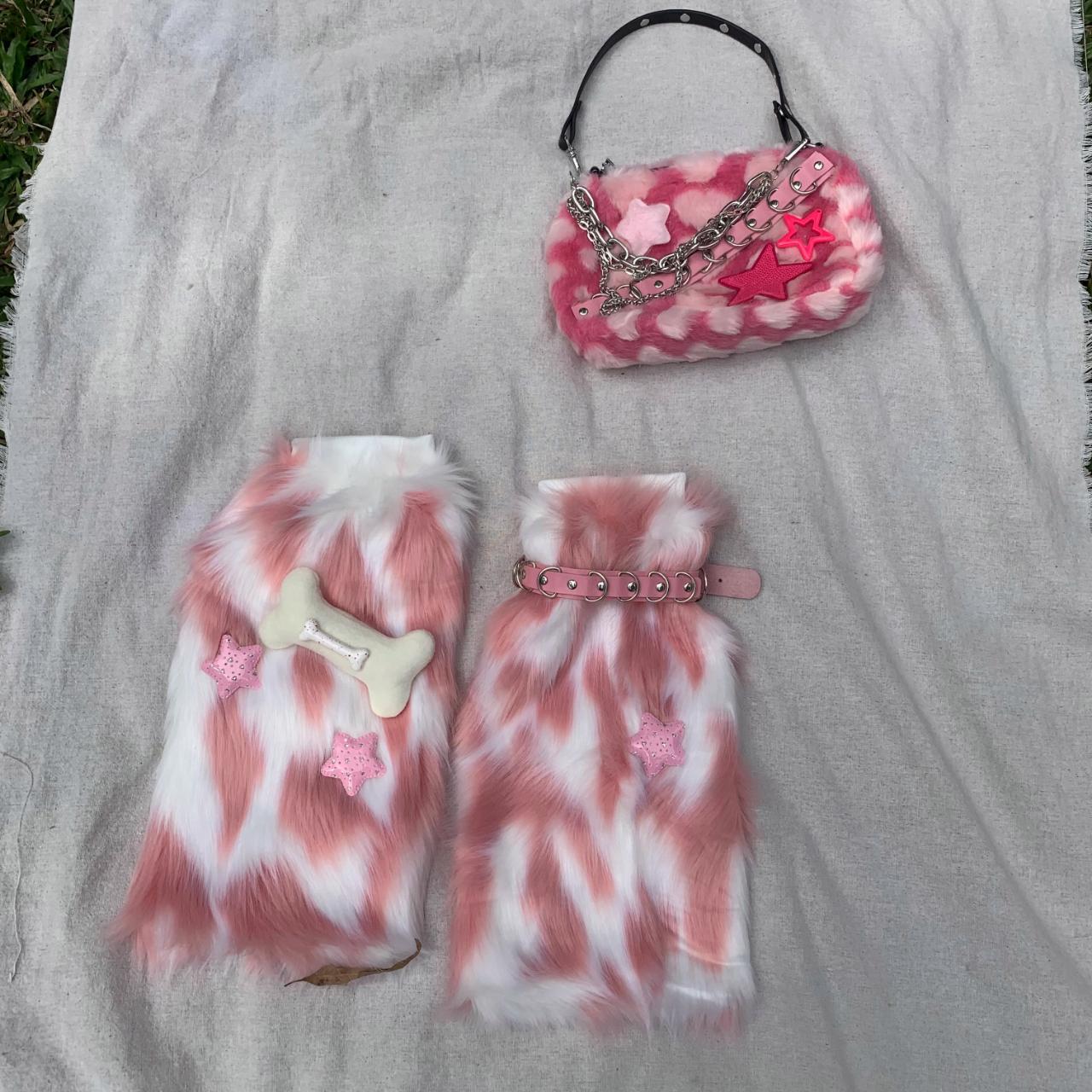 y2k pink fur leg warmers and fur lava bag... Depop