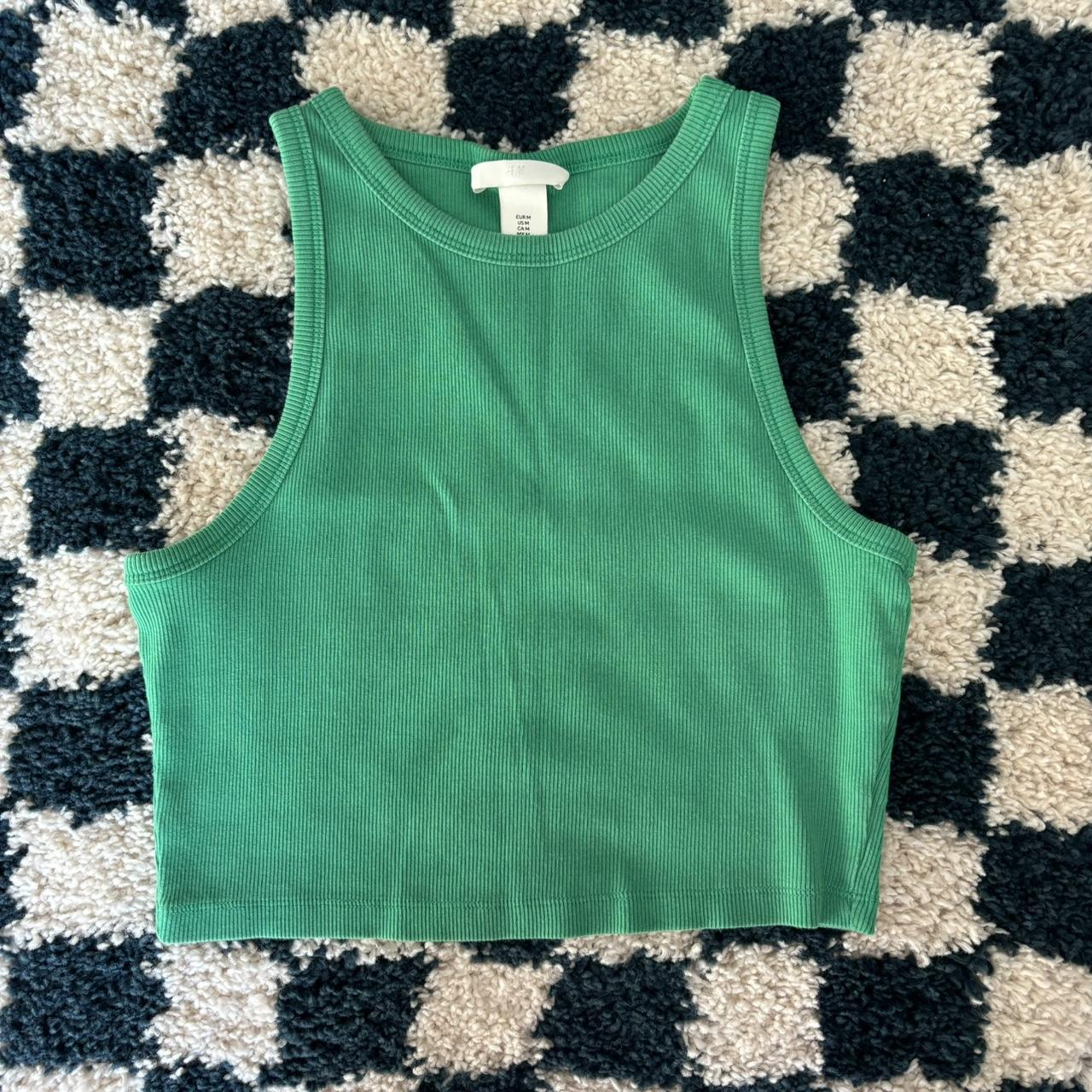 green h&m crop top size M - Depop