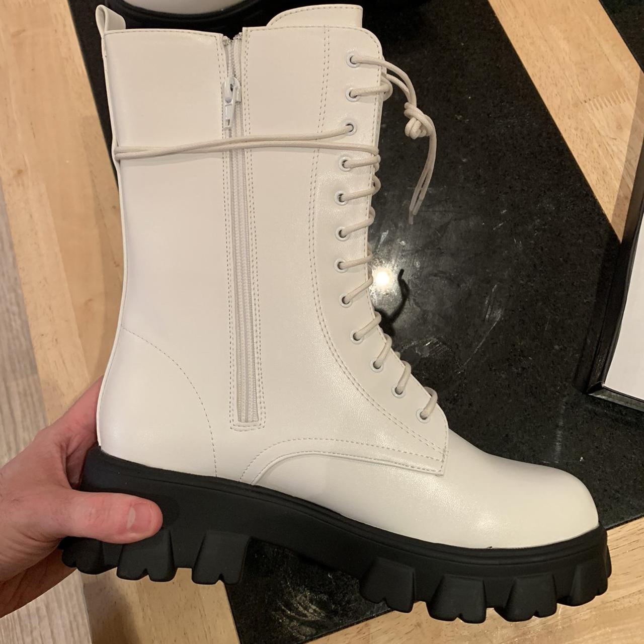 Dolls Kill Women's White Boots Depop