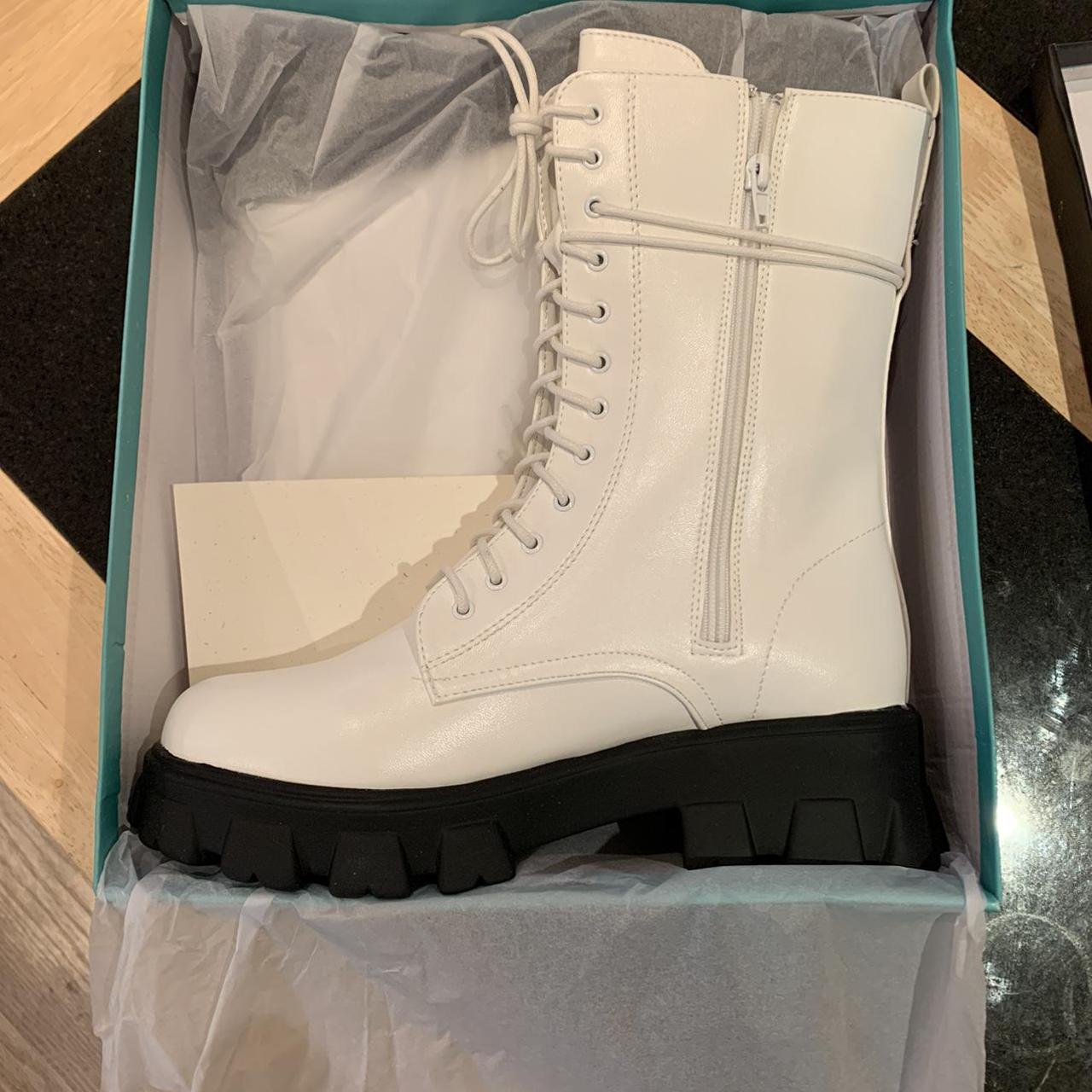 Dolls Kill Women's White Boots Depop