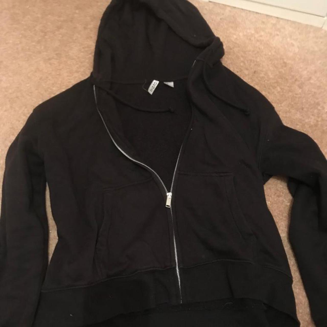 H&M black zip up hoodie Like new cute for winter Depop