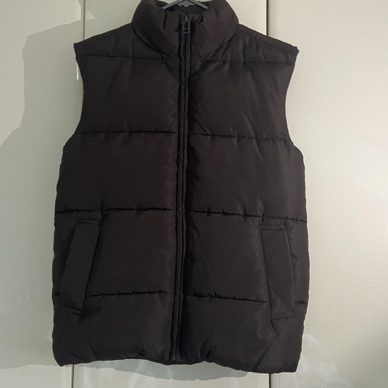 Monki oversized puffer vest gilet brown featuring Depop