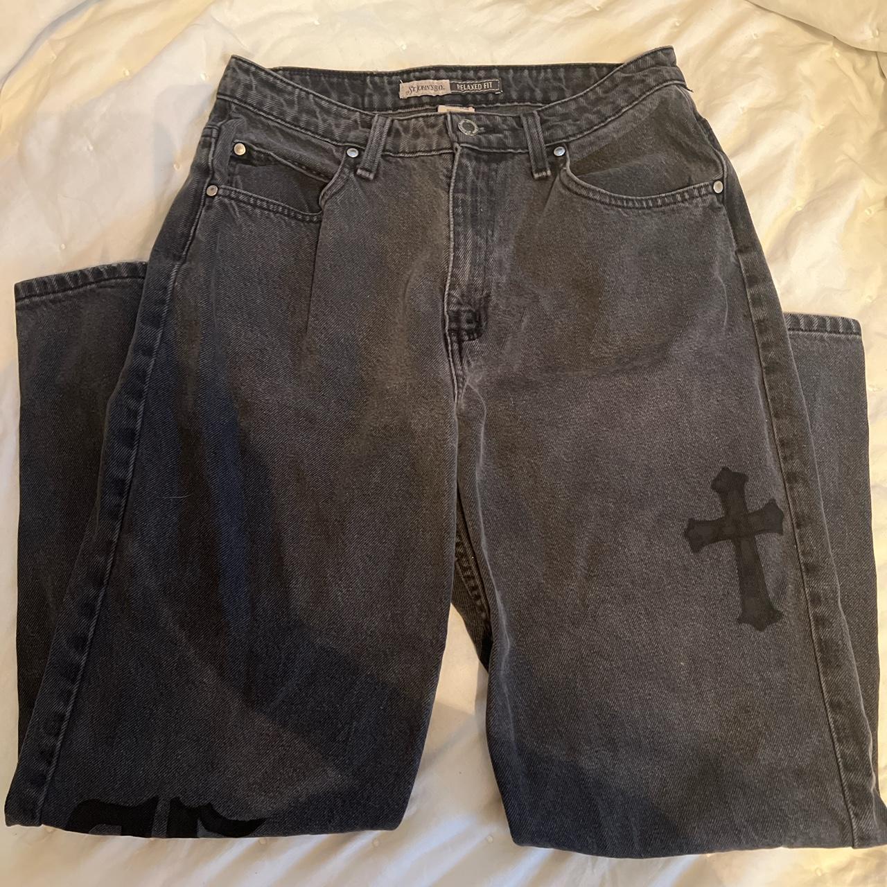 Black baggy jeans Washed look Relaxed fit Size 10... - Depop